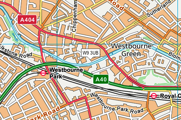 W9 3UB map - OS VectorMap District (Ordnance Survey)