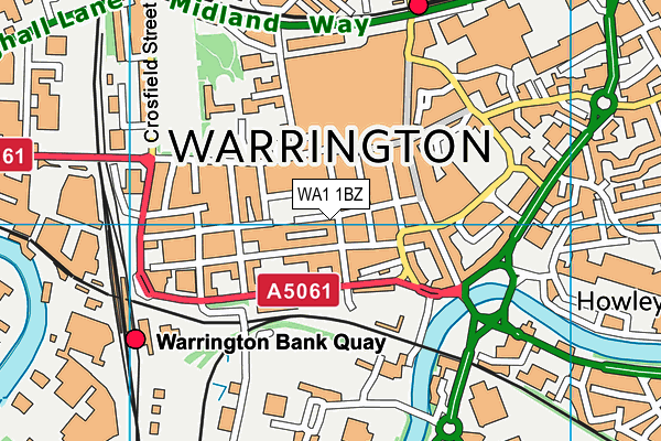 WA1 1BZ map - OS VectorMap District (Ordnance Survey)