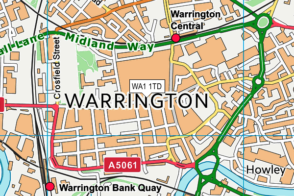 WA1 1TD map - OS VectorMap District (Ordnance Survey)