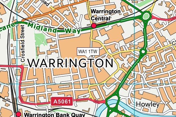 WA1 1TW map - OS VectorMap District (Ordnance Survey)