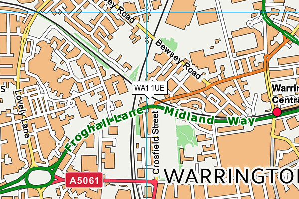 WA1 1UE map - OS VectorMap District (Ordnance Survey)