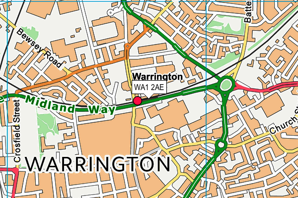 WA1 2AE map - OS VectorMap District (Ordnance Survey)