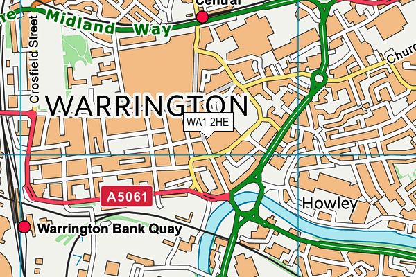 WA1 2HE map - OS VectorMap District (Ordnance Survey)