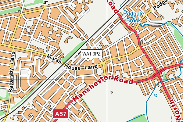 WA1 3PZ map - OS VectorMap District (Ordnance Survey)