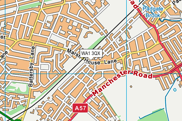 WA1 3QX map - OS VectorMap District (Ordnance Survey)