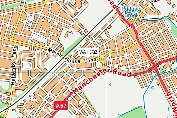 WA1 3QZ map - OS VectorMap District (Ordnance Survey)