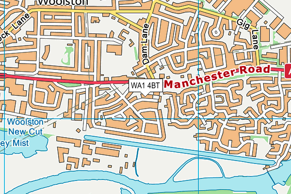 WA1 4BT map - OS VectorMap District (Ordnance Survey)