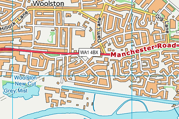 WA1 4BX map - OS VectorMap District (Ordnance Survey)