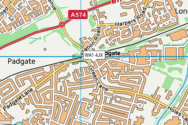 WA1 4JX map - OS VectorMap District (Ordnance Survey)