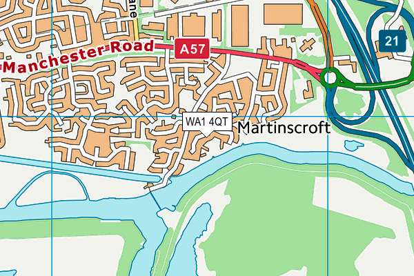 WA1 4QT map - OS VectorMap District (Ordnance Survey)