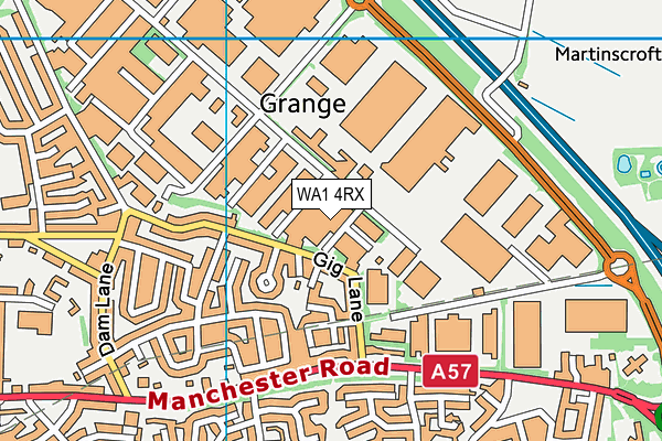 WA1 4RX map - OS VectorMap District (Ordnance Survey)