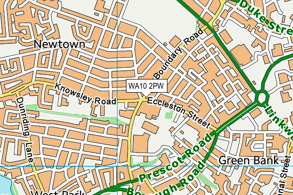 WA10 2PW map - OS VectorMap District (Ordnance Survey)