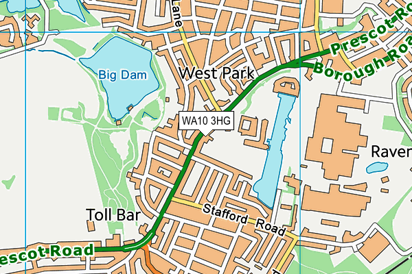 WA10 3HG map - OS VectorMap District (Ordnance Survey)