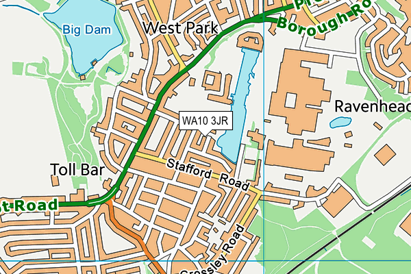 WA10 3JR map - OS VectorMap District (Ordnance Survey)