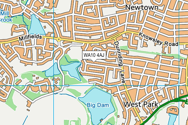 WA10 4AJ map - OS VectorMap District (Ordnance Survey)