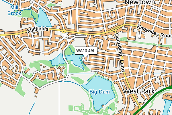 WA10 4AL map - OS VectorMap District (Ordnance Survey)
