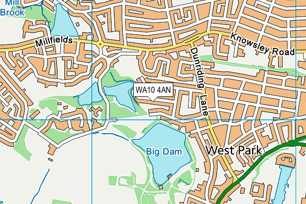 WA10 4AN map - OS VectorMap District (Ordnance Survey)