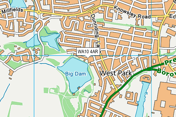 WA10 4AR map - OS VectorMap District (Ordnance Survey)