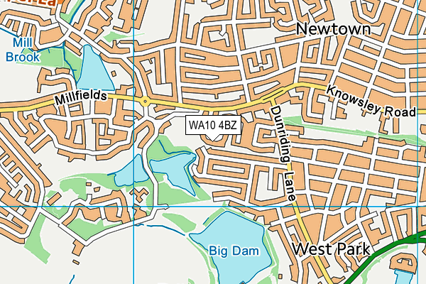 WA10 4BZ map - OS VectorMap District (Ordnance Survey)