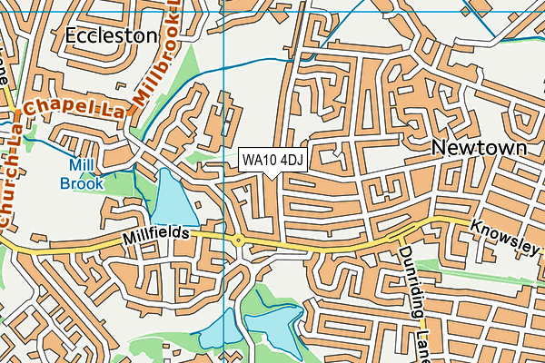 WA10 4DJ map - OS VectorMap District (Ordnance Survey)