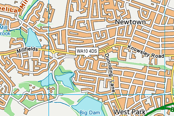 WA10 4DS map - OS VectorMap District (Ordnance Survey)