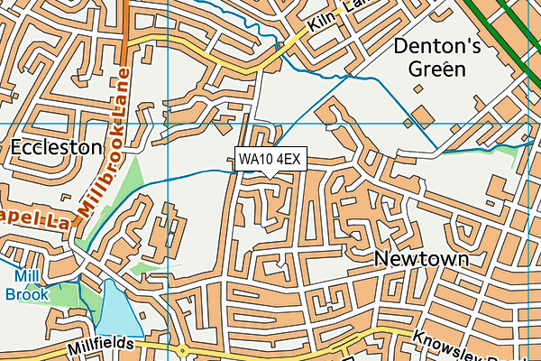 WA10 4EX map - OS VectorMap District (Ordnance Survey)