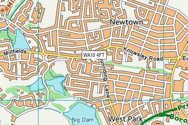 WA10 4FT map - OS VectorMap District (Ordnance Survey)