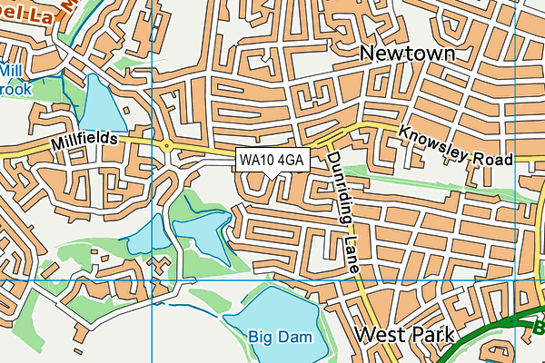WA10 4GA map - OS VectorMap District (Ordnance Survey)