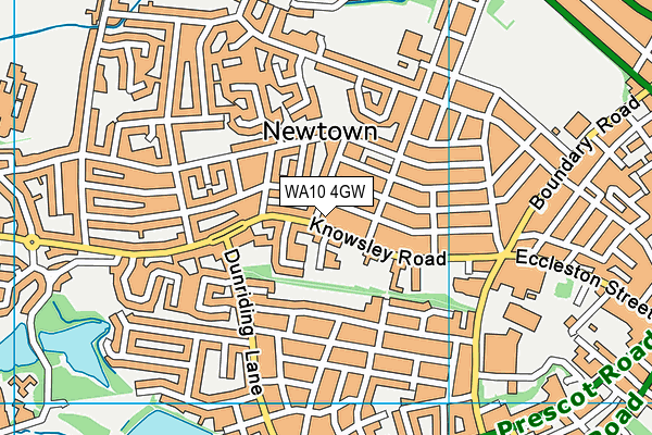 WA10 4GW map - OS VectorMap District (Ordnance Survey)