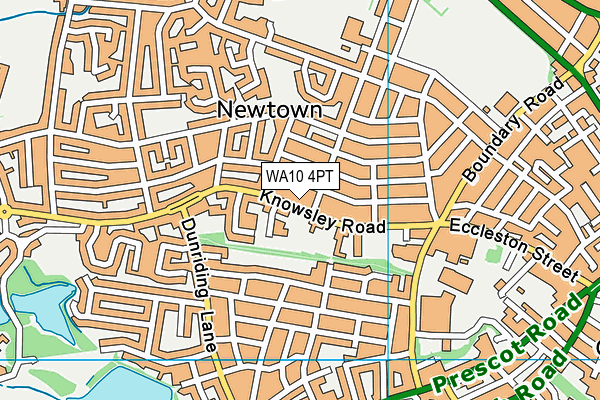 WA10 4PT map - OS VectorMap District (Ordnance Survey)