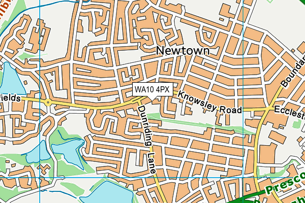WA10 4PX map - OS VectorMap District (Ordnance Survey)