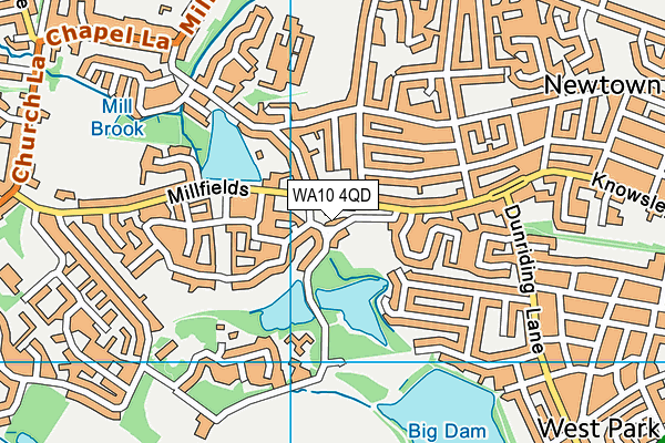 WA10 4QD map - OS VectorMap District (Ordnance Survey)