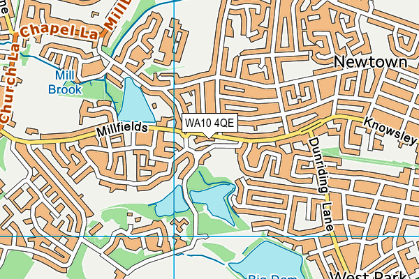 WA10 4QE map - OS VectorMap District (Ordnance Survey)
