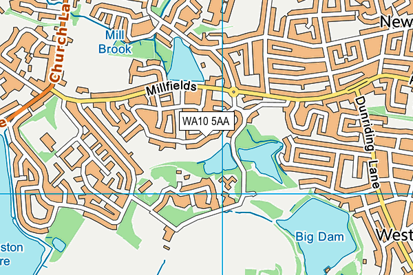 WA10 5AA map - OS VectorMap District (Ordnance Survey)