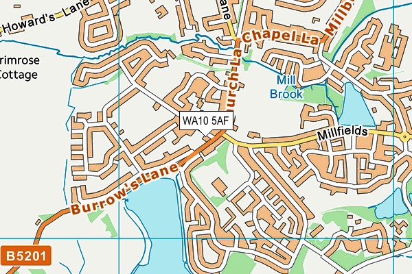 WA10 5AF map - OS VectorMap District (Ordnance Survey)