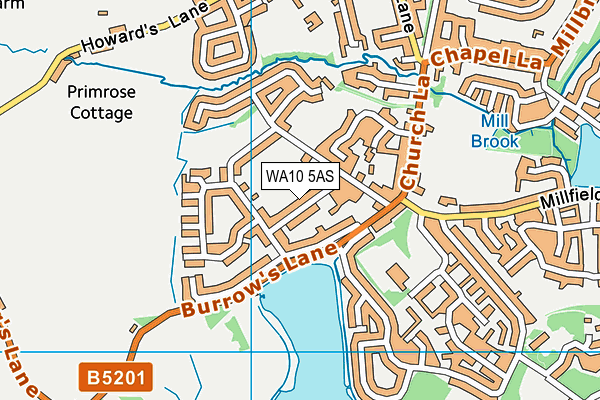 WA10 5AS map - OS VectorMap District (Ordnance Survey)