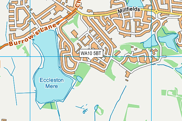 WA10 5BT map - OS VectorMap District (Ordnance Survey)