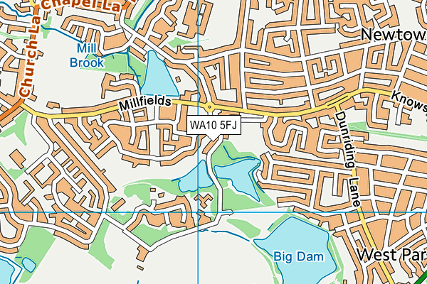WA10 5FJ map - OS VectorMap District (Ordnance Survey)