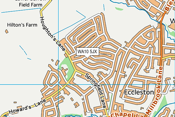 WA10 5JX map - OS VectorMap District (Ordnance Survey)