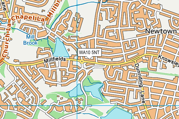 WA10 5NT map - OS VectorMap District (Ordnance Survey)