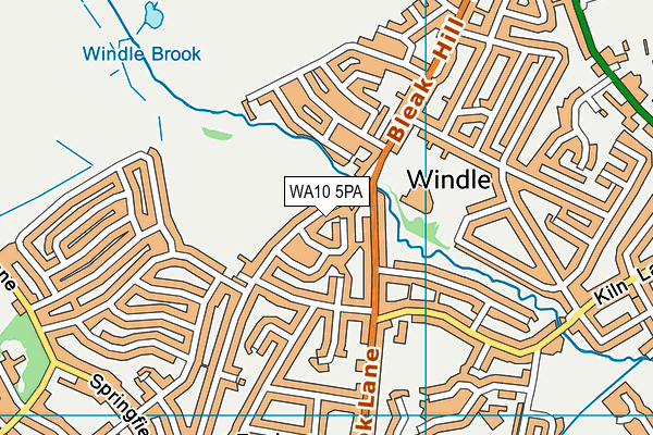 WA10 5PA map - OS VectorMap District (Ordnance Survey)