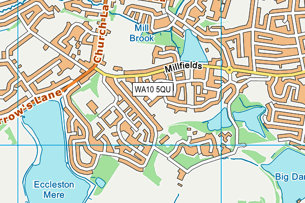 WA10 5QU map - OS VectorMap District (Ordnance Survey)