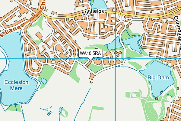 WA10 5RA map - OS VectorMap District (Ordnance Survey)
