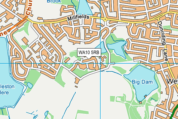WA10 5RB map - OS VectorMap District (Ordnance Survey)