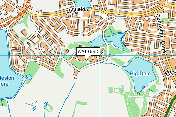 WA10 5RD map - OS VectorMap District (Ordnance Survey)