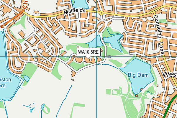 WA10 5RE map - OS VectorMap District (Ordnance Survey)