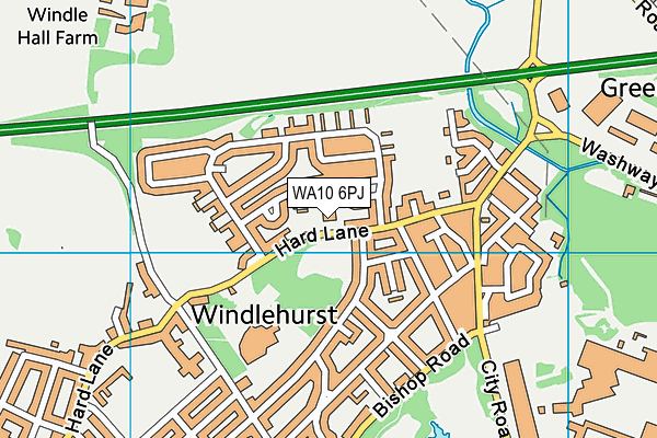 WA10 6PJ map - OS VectorMap District (Ordnance Survey)