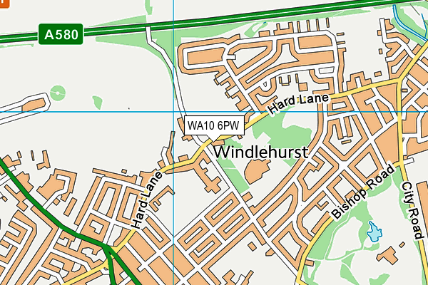 WA10 6PW map - OS VectorMap District (Ordnance Survey)