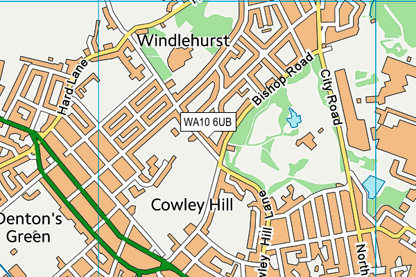 Bishop Road Playing Fields map (WA10 6UB) - OS VectorMap District (Ordnance Survey)
