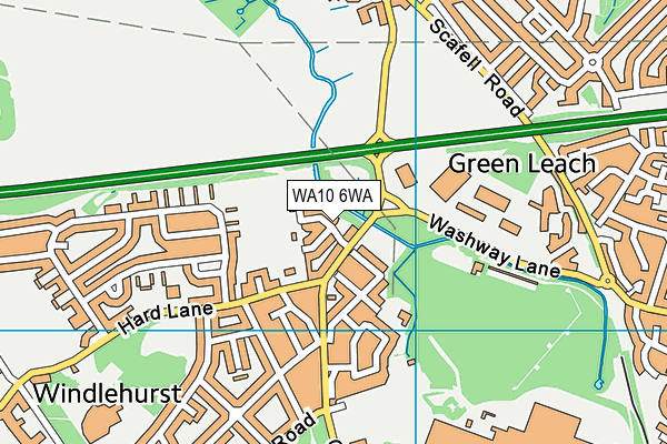 WA10 6WA map - OS VectorMap District (Ordnance Survey)